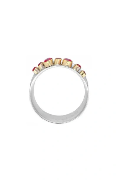 Ys Gems Two-tone Lab-grown Ruby Ring In Pink