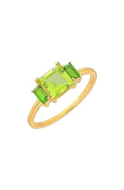 Ys Gems Square & Baguette Peridot Ring In Green