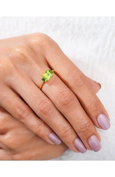 Ys Gems Square & Baguette Peridot Ring In Green
