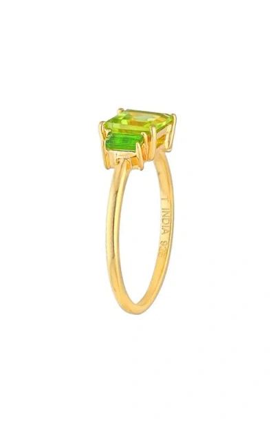 Ys Gems Square & Baguette Peridot Ring In Green