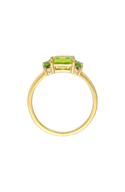 Ys Gems Square & Baguette Peridot Ring In Green