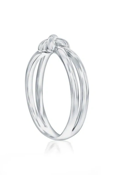 Simona Knot Textured Ring In Metallic