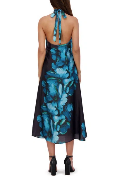 Siena Charmuse Printed Halter Dress In Black