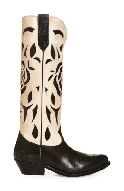 Golden Goose Wish Star Pointed Toe Tall Western Boot In Multi