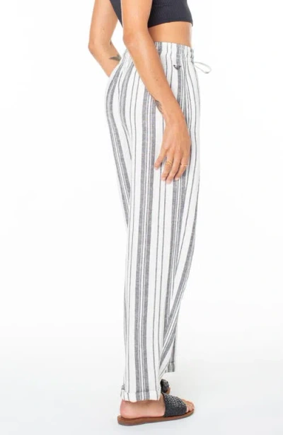 Roxy Kapena Stripe Linen Blend Drawstring Pants In White