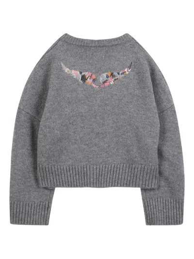 Zadig & Voltaire Button-embellished Knitted Cardigan In Gray