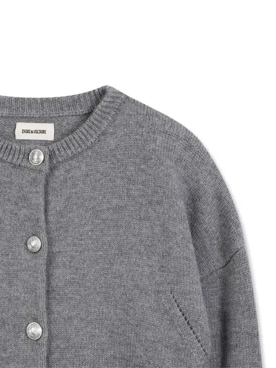 Zadig & Voltaire Button-embellished Knitted Cardigan In Gray