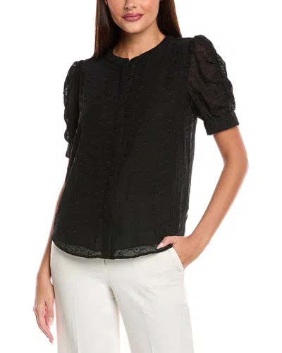 T Tahari Button Blouse In Black