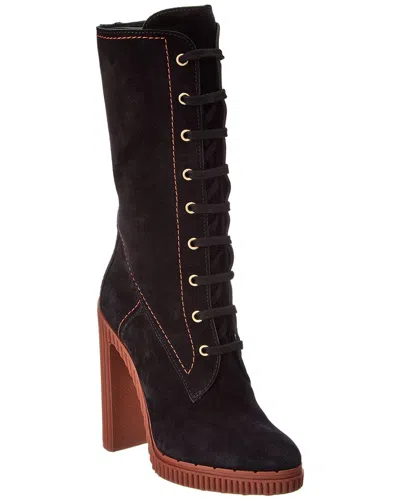 Tod's Tods Shearling & Leather Platform Boot In Brown