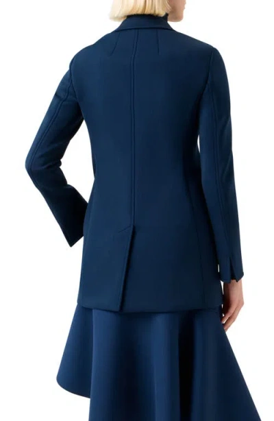 Akris Duska Techno Neoprene Double-breasted Jacket In Blue