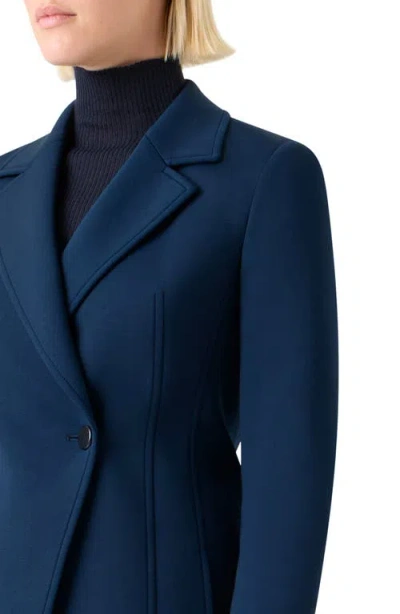 Akris Duska Techno Neoprene Double-breasted Jacket In Blue