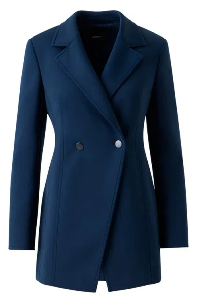 Akris Duska Techno Neoprene Double-breasted Jacket In Blue