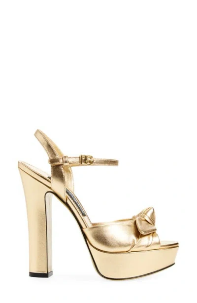 Dolce & Gabbana Metallic Leather Platform Sandals In Gold