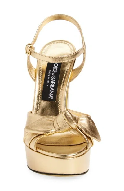 Dolce & Gabbana Metallic Leather Platform Sandals In Gold