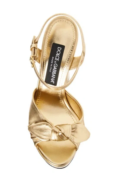 Dolce & Gabbana Metallic Leather Platform Sandals In Gold