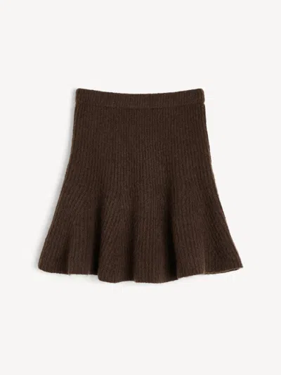 By Malene Birger Dox Rib Knit Wool-mohair Mini Skirt In Brown