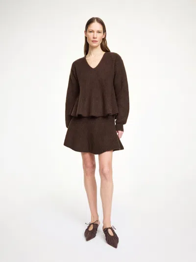 By Malene Birger Dox Rib Knit Wool-mohair Mini Skirt In Brown