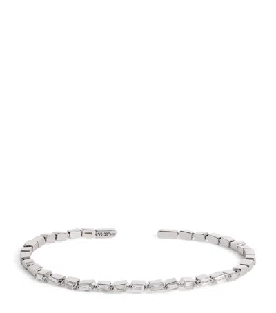 Suzanne Kalan Small White Gold And Diamond Thin Bold Bangle In White