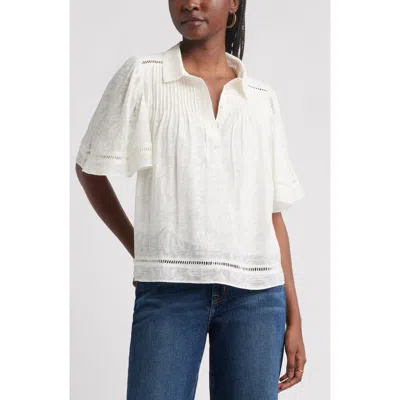 Treasure & Bond Flutter Sleeve Popover Top In White