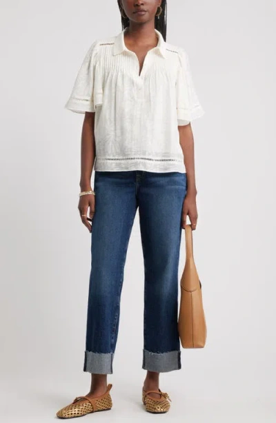 Treasure & Bond Flutter Sleeve Popover Top In White