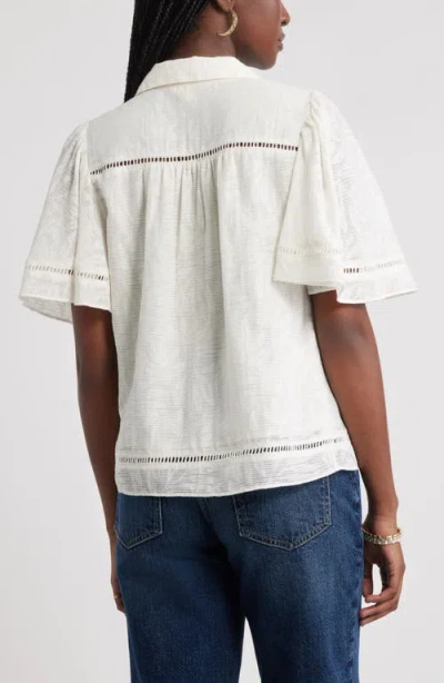 Treasure & Bond Flutter Sleeve Popover Top In White