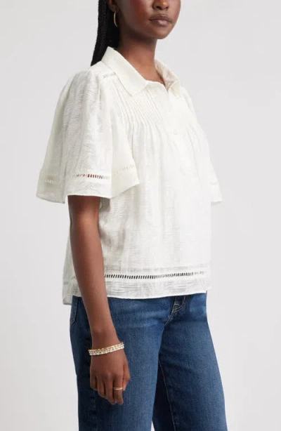 Treasure & Bond Flutter Sleeve Popover Top In White