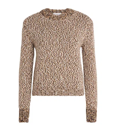 Moncler Marled Wool Crewneck Sweater In Brown