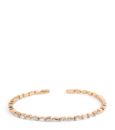 Suzanne Kalan Rose Gold And White Diamond Bold Bangle In Gold