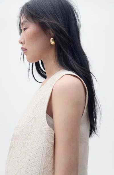 Mango Embroidered Linen Vest In Neutral