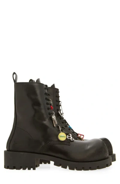 Balenciaga Black Leather Hummer Lace-up Ankle Boots
