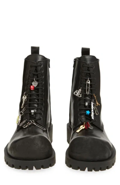 Balenciaga Black Leather Hummer Lace-up Ankle Boots