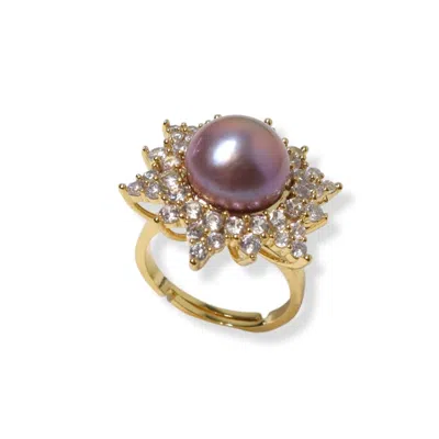 Ninemoo Men's Gold Celestial Bloom Pearl Ring In Gold