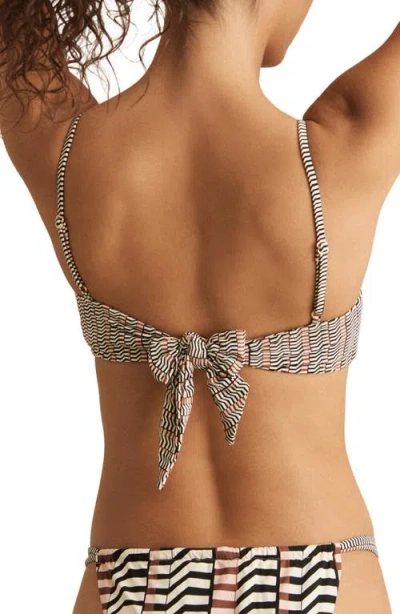 Reiss Womens Kate Chevron-stripe Underwired Bikini Top Black Brown In Black