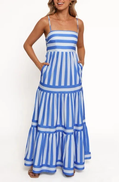 Petal And Pup Petal & Pup Emry Stripe Tiered Maxi Dress In Blue