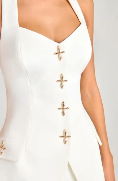 Nadine Merabi Zoe Novelty Button Long Vest In White