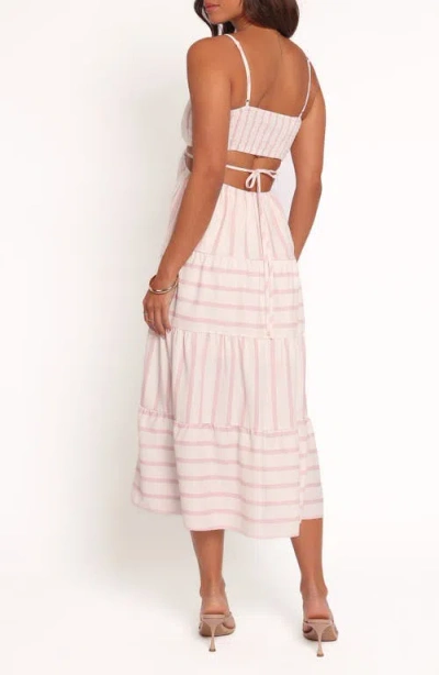 Petal And Pup Petal & Pup Evelin Stripe Cutout Midi Dress In Pink