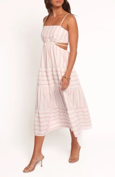 Petal And Pup Petal & Pup Evelin Stripe Cutout Midi Dress In Pink