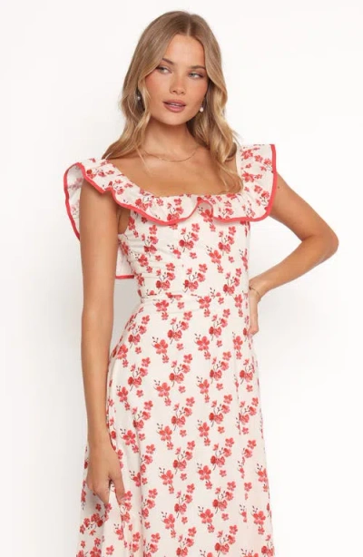 Petal And Pup Petal & Pup Lucille Floral Ruffle Cotton Midi Dress In Pink