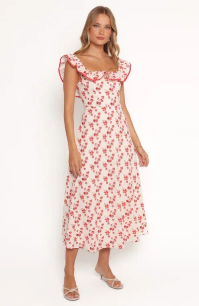 Petal And Pup Petal & Pup Lucille Floral Ruffle Cotton Midi Dress In Pink