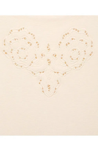 Mango Floral Embroidery Tank In White