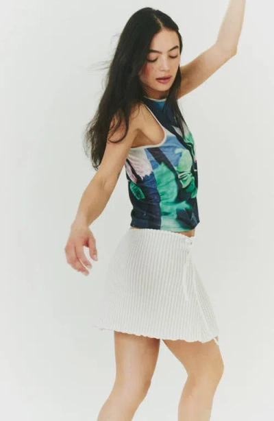 Find Me Now Addison Side Tie Mesh Miniskirt In White