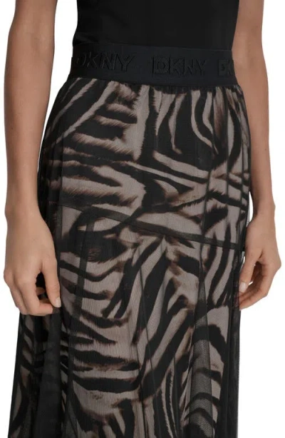 Dkny Zebra Stripe Layered Mesh A-line Skirt In Multi