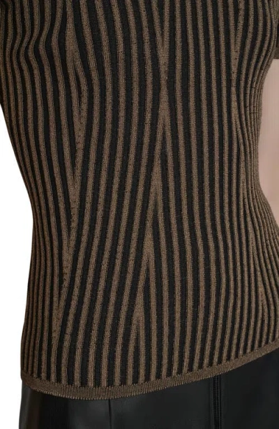 Dkny Mock Neck Knit Top In Brown