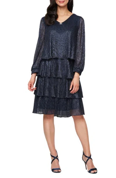 Sl Fashions Women'sâ Short V-neck Bodre Dress In Blue