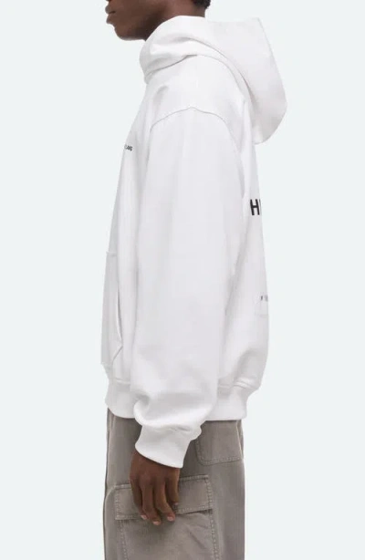 Helmut Lang Plastic Compact Cotton Graphic Hoodie In White