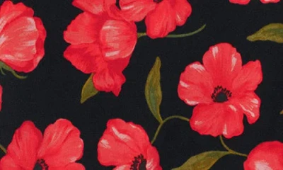 Mango Floral-print Flared Skirt Black In Red