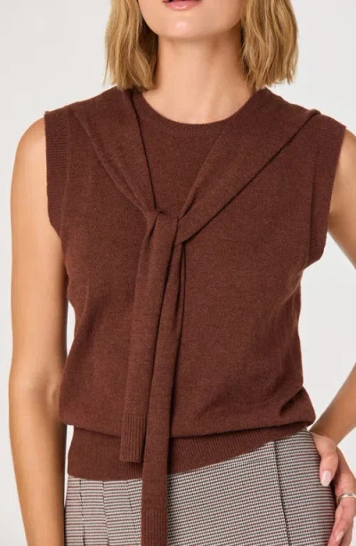 Astr The Label Scarf Tie Sleeveless Sweater In Brown