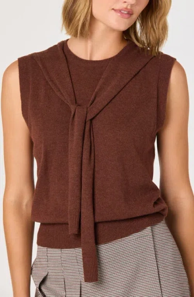 Astr The Label Scarf Tie Sleeveless Sweater In Brown