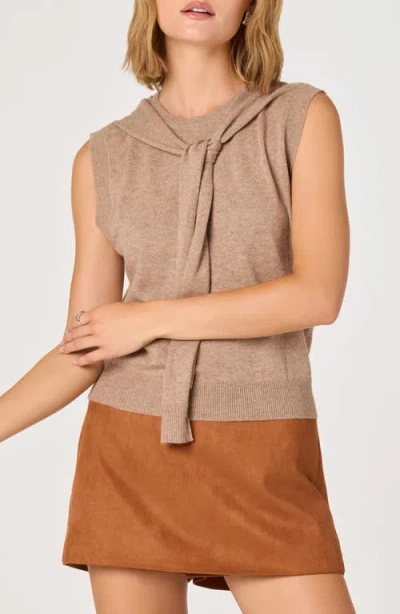 Astr The Label Scarf Tie Sleeveless Sweater In Brown