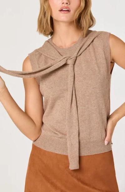 Astr The Label Scarf Tie Sleeveless Sweater In Brown